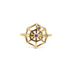 Amethyst Spider Web Ring 0.02 Carats Gold Plated Silver