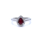 Ruby Ring With Diamonds 0.98 Carats 14K White Gold