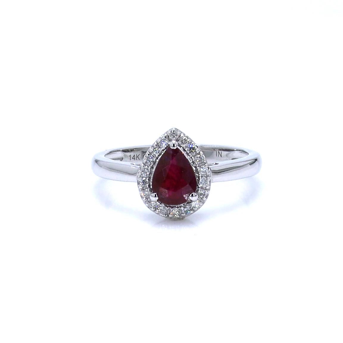 Ruby Ring With Diamonds 0.98 Carats 14K White Gold