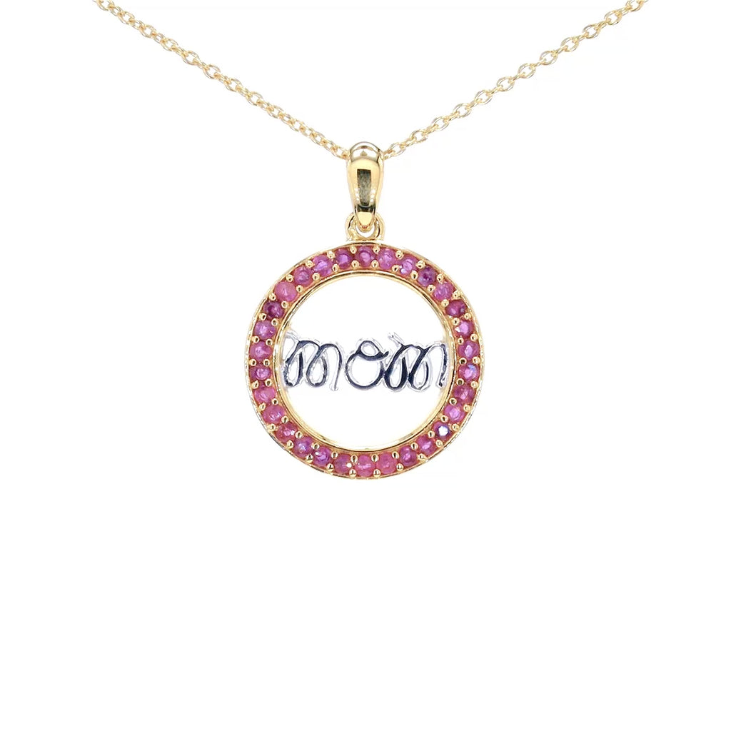 Ruby Mom Pendant 0.62 Carats Gold Plated Silver