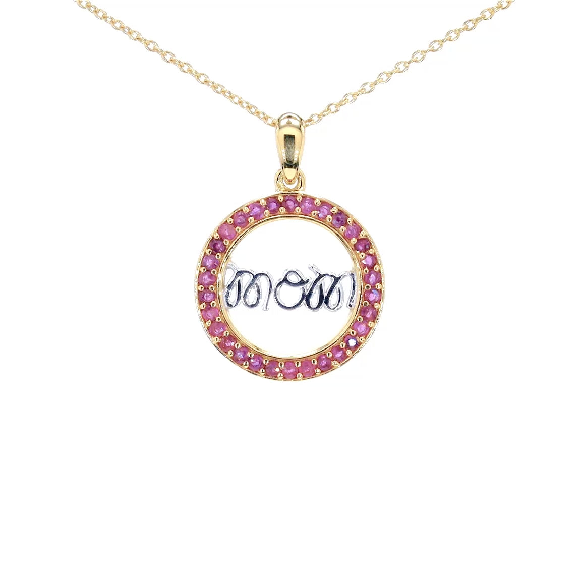 Ruby Mom Pendant 0.62 Carats Gold Plated Silver
