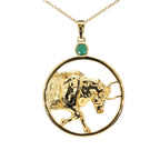 Emerald Bull Pendant 0.22 Carats Gold Plated Silver