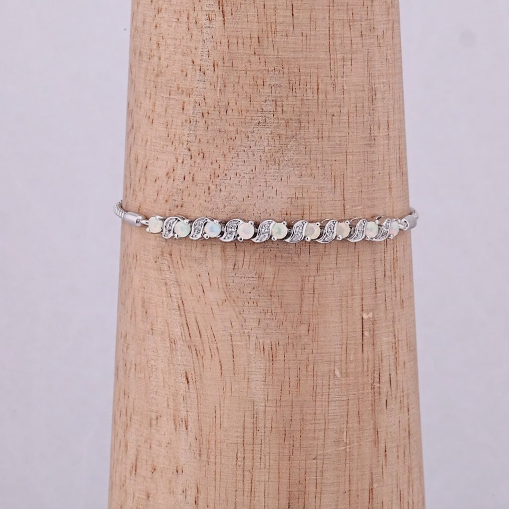Ethiopian Opal Bracelet With White Topaz 0.86 Carats Sterling Silver