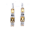 Citrine Earrings With White Topaz 2.84 Carats Sterling Silver
