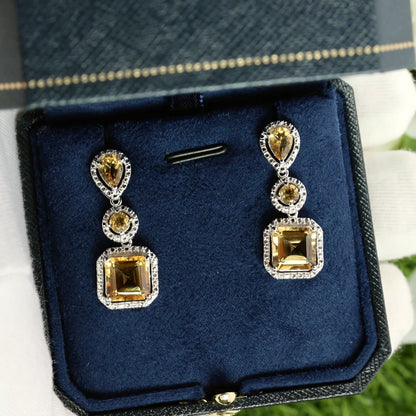 Natural Citrine Dangle Earrings 7.5 Carats Total