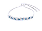 London Blue Topaz Bracelet With White Topaz 1.3 Carats Sterling Silver