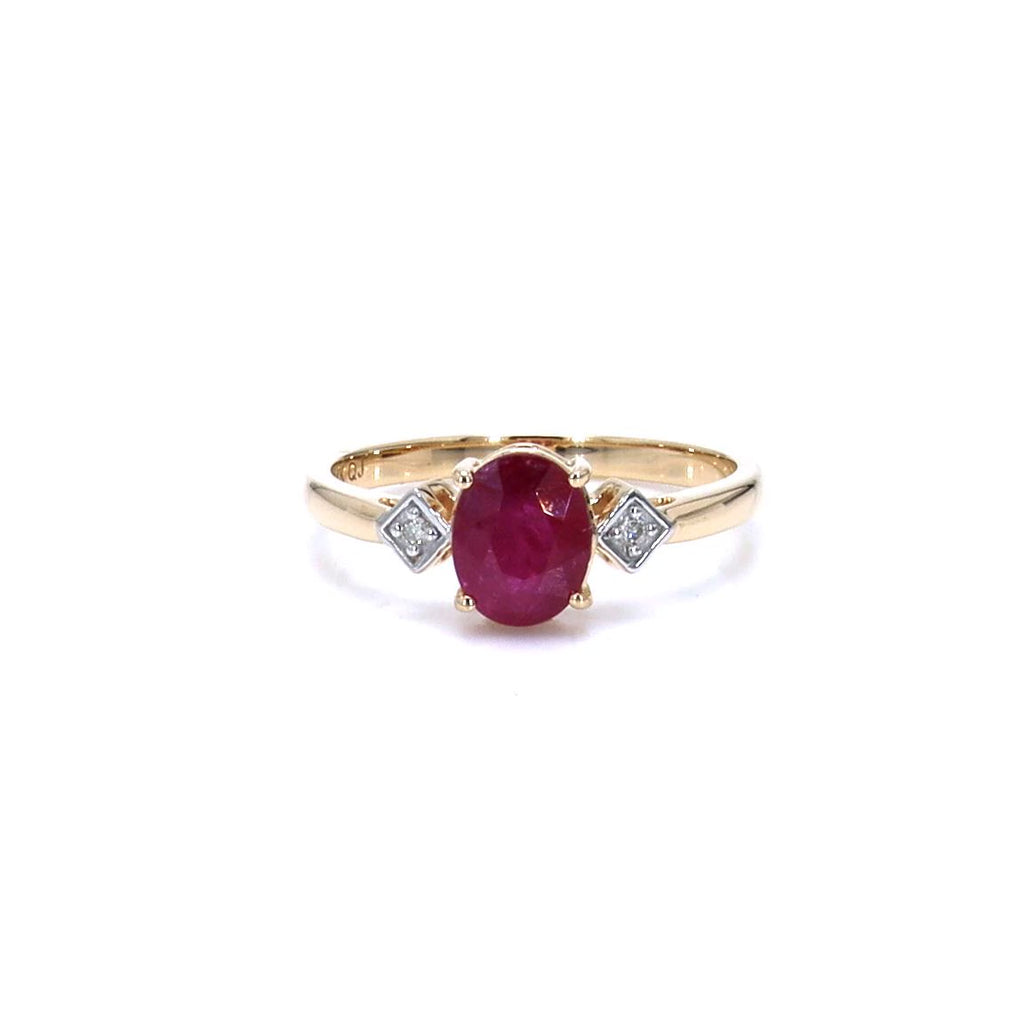 Ruby Ring With Diamonds 1.2 Carats 14K Yellow Gold