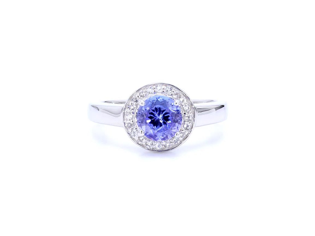 Tanzanite Ring With White Topaz 1.02 Carats Sterling Silver