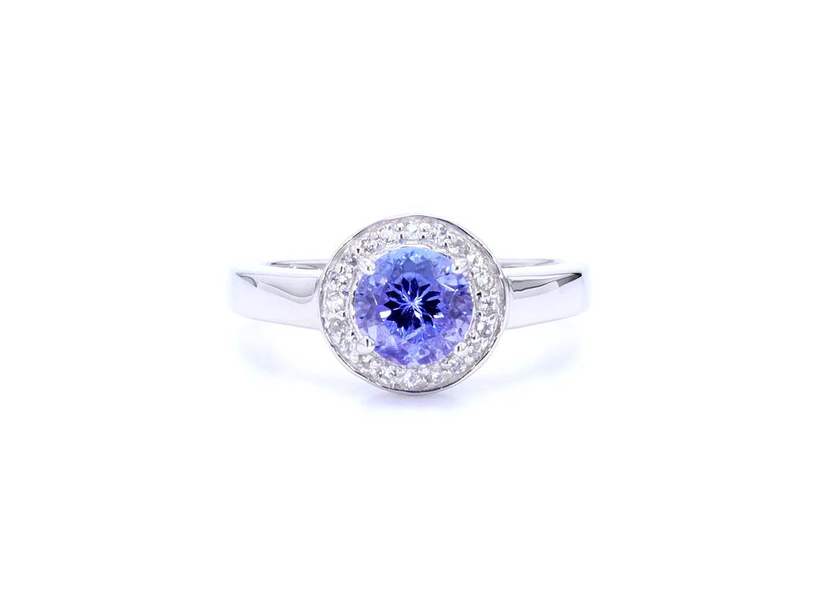 Tanzanite Ring With White Topaz 1.02 Carats Sterling Silver