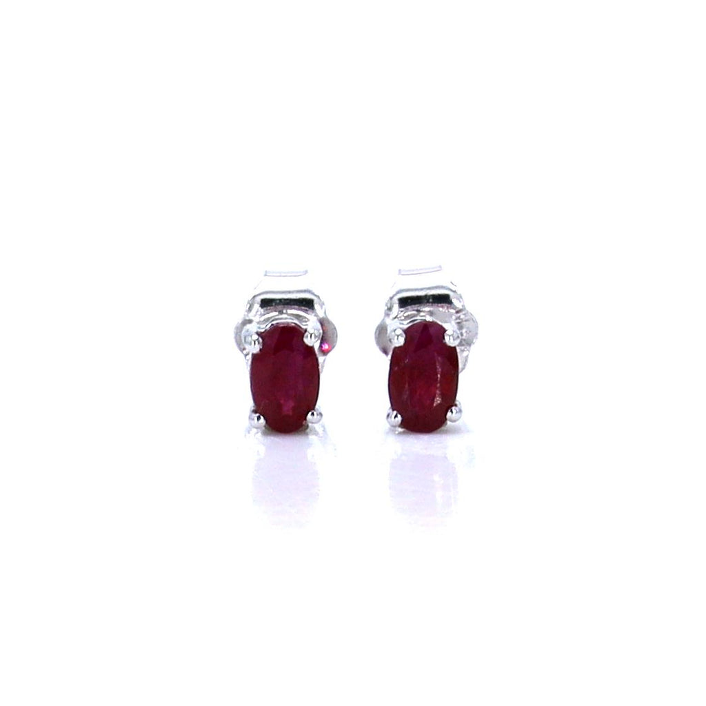 Ruby Stud Earrings 0.52 Carats 14K White Gold