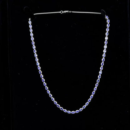 Tanzanite Tennis Necklace 10 Carats Sterling Silver