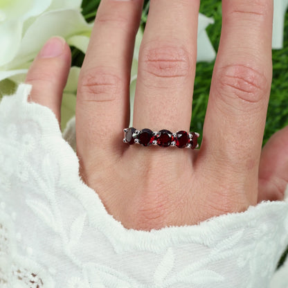 Garnet Ring 3.98 Carats Sterling Silver