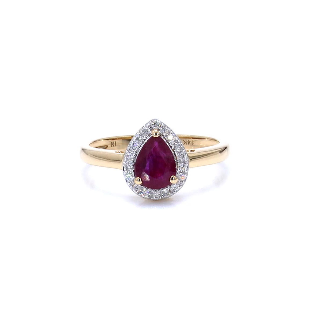 Ruby Ring With Diamonds 0.98 Carats 14K Yellow Gold