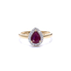 Ruby Ring With Diamonds 0.98 Carats 14K Yellow Gold
