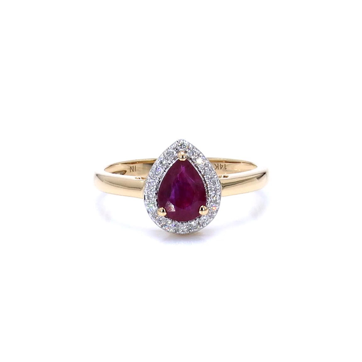 Ruby Ring With Diamonds 0.98 Carats 14K Yellow Gold