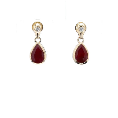Ruby Earrings Diamonds 1.64 Carats 10K Yellow Gold