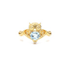 Blue Topaz Owl Ring 1.04 Carats Gold Plated Silver