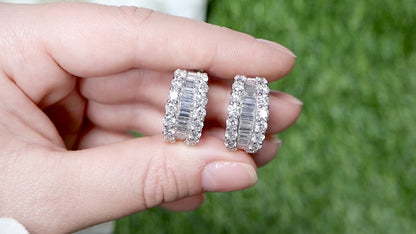 Diamond Earrings Baguette and Round 5.6 Carats 18K Gold