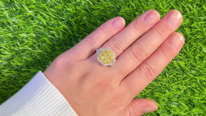 Important GIA Certified Natural Fancy Yellow Diamond Ring 5.23 Carats 18K Gold