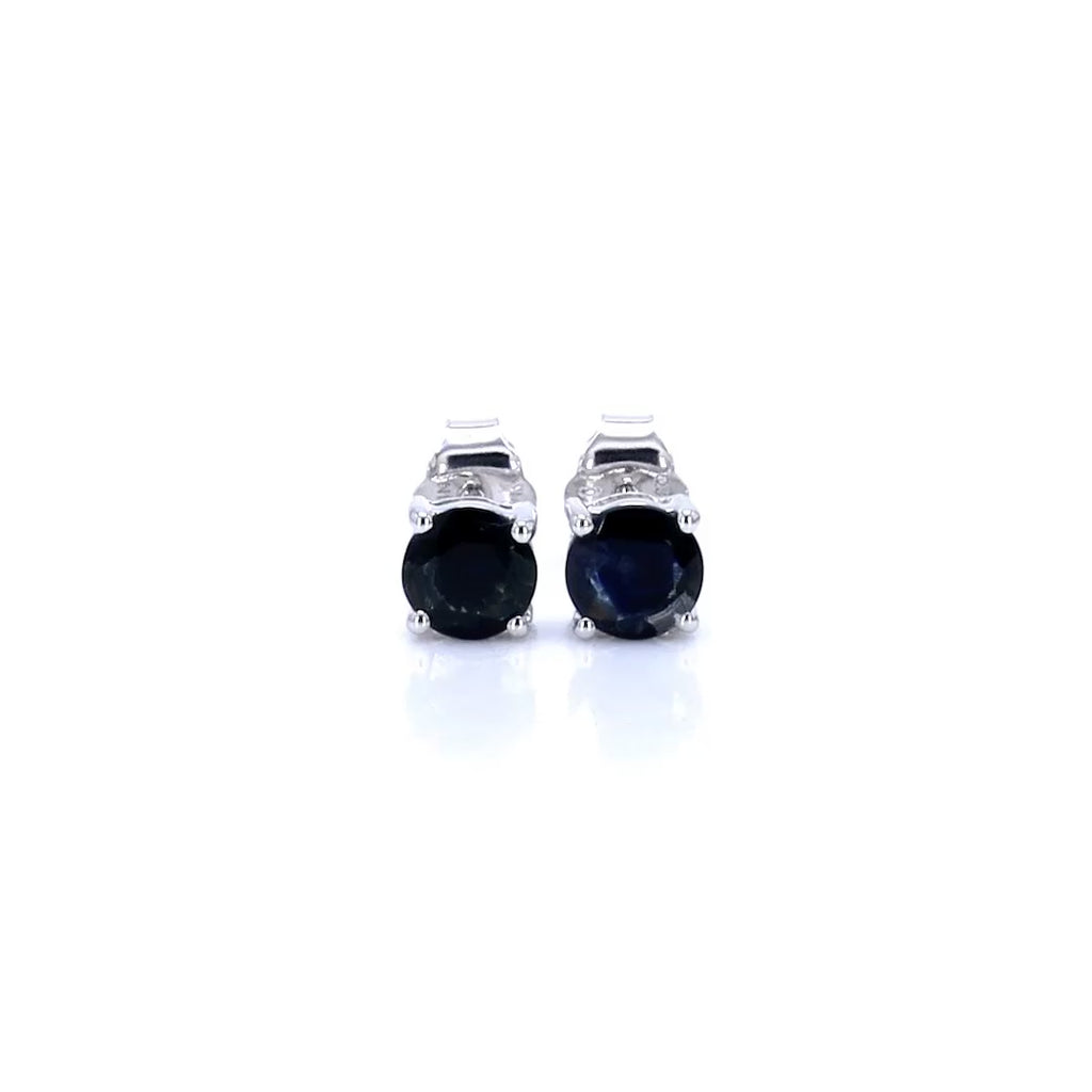 Blue Sapphire Stud Earrings 1.28 Carats 10K White Gold