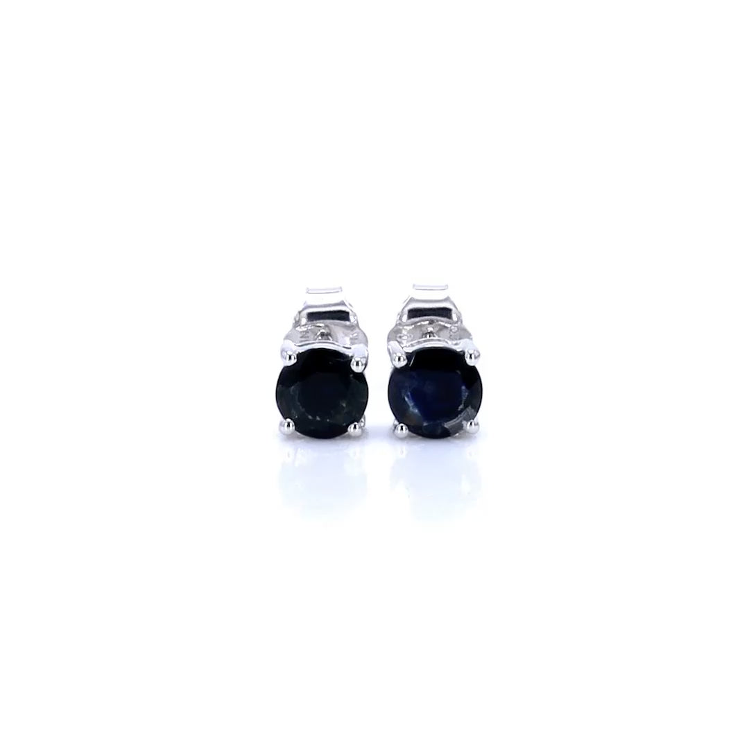 Blue Sapphire Stud Earrings 1.28 Carats 10K White Gold