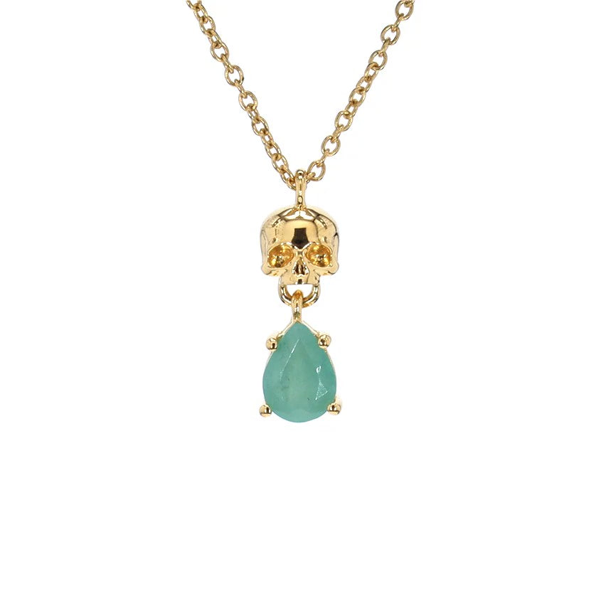 Emerald Skull Pendant 0.6 Carats Gold Plated Silver