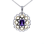Amethyst Flower Pendant 2.08 Carats Gold Plated Silver