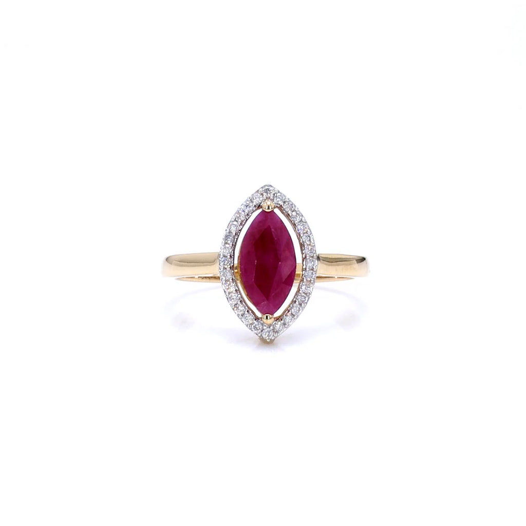 Ruby Ring With Diamonds 1.5 Carats 10K Yellow Gold