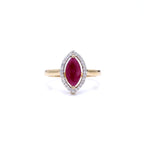 Ruby Ring With Diamonds 1.5 Carats 10K Yellow Gold