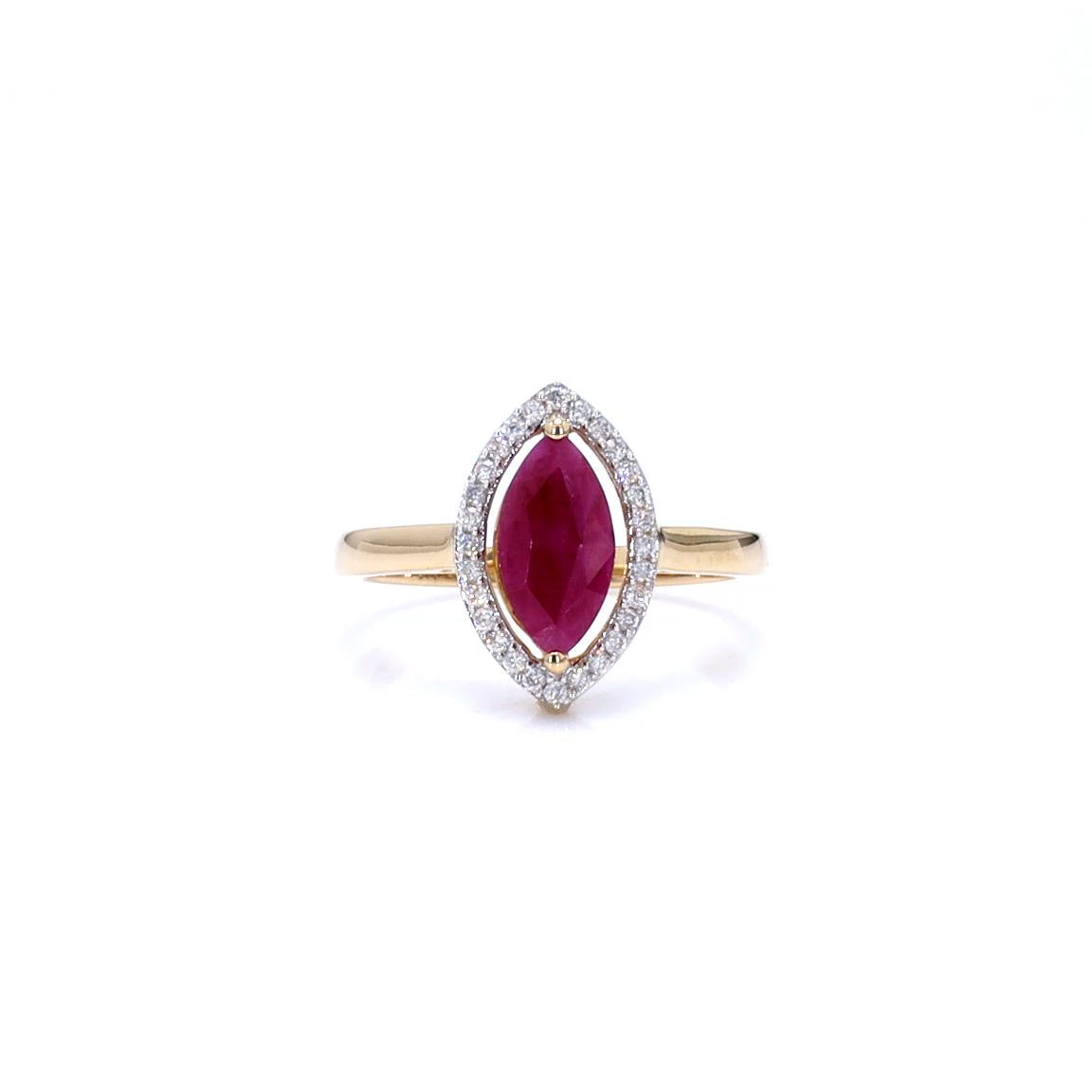 Ruby Ring With Diamonds 1.5 Carats 10K Yellow Gold