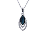Blue Sapphire Pendant With Diamonds 1.38 Carats 14K White Gold