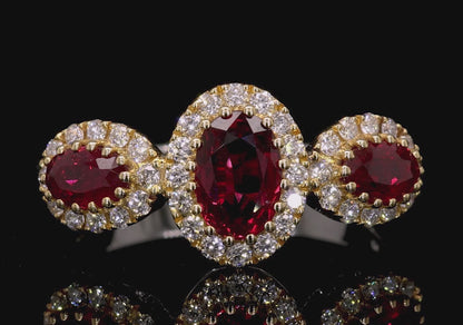 Ruby Ring With Diamonds 1.60 Carats 18K Gold