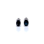 Blue Sapphire Stud Earrings 0.94 Carats 10K White Gold