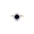 Blue Sapphire Ring With Diamonds 1.3 Carats 10K Yellow Gold