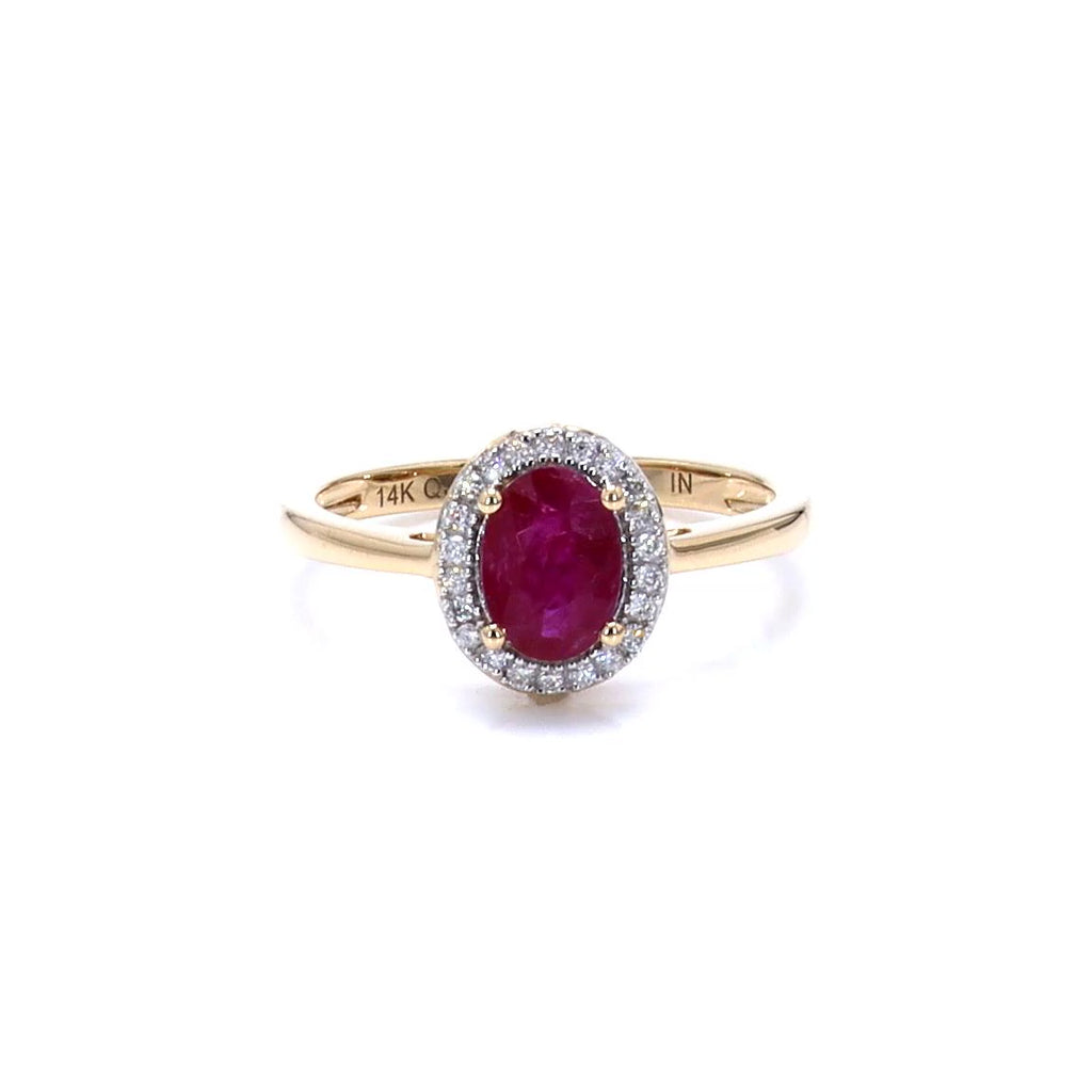 Ruby Ring With Diamonds 1.02 Carats 14K Yellow Gold
