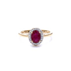 Ruby Ring With Diamonds 1.02 Carats 14K Yellow Gold