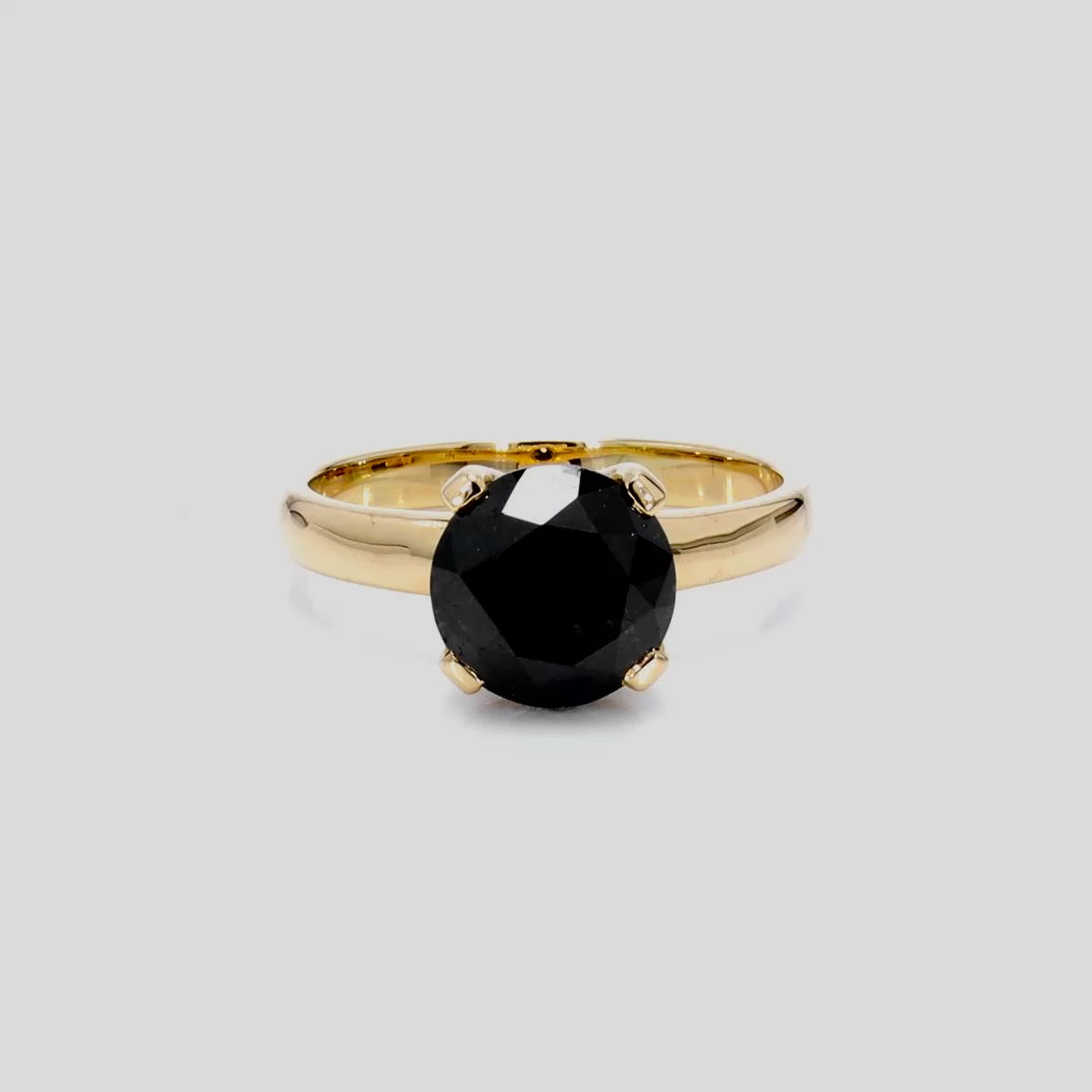 Black Diamond Ring 2.98 Carats 14K Yellow Gold