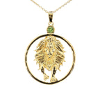 Peridot Leo Pendant 0.22 Carats Gold Plated Silver