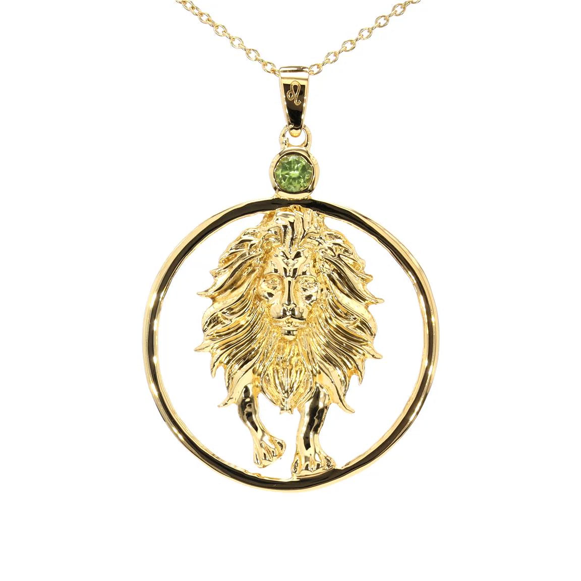 Peridot Leo Pendant 0.22 Carats Gold Plated Silver