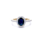 Blue Sapphire Ring With Diamonds 1.8 Carats 14K Yellow Gold