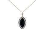 Blue Sapphire Pendant With Diamonds 2.26 Carats 10K Yellow Gold