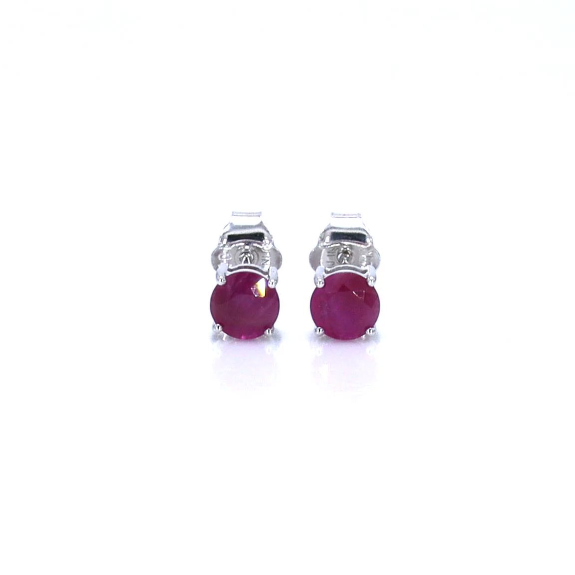 Ruby Stud Earrings 0.84 Carats 10K White Gold