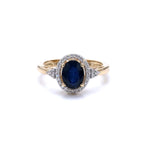 Blue Sapphire Ring With Diamonds 1.66 Carats 14K Yellow Gold