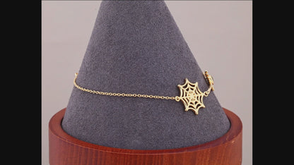 Peridot Spider Bracelet 0.08 Carats Gold Plated Silver