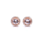 Morganite Stud Earrings With Diamonds 0.9 Carats 14K Rose Gold