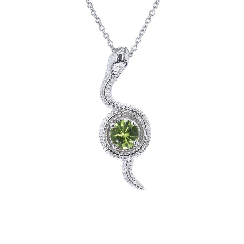 Peridot Snake Pendant 0.78 Carats Sterling Silver