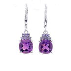 Amethyst Earrings Withl Tanzanite 3.92 Carats Sterling Silver
