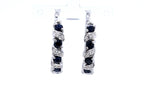 Blue Sapphire Hoop Earrings With White Topaz 1.24 Carats Sterling Silver