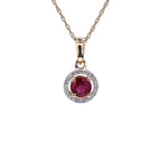 Ruby Pendant With Diamonds 0.6 Carats 14K Yellow Gold