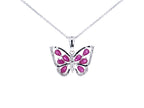 Ruby Butterfly Pendant White Zircon 2.02 Carats Gold Plated Silver